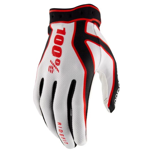 Luvas 100% RIDEFIT Wht/Red/Black
