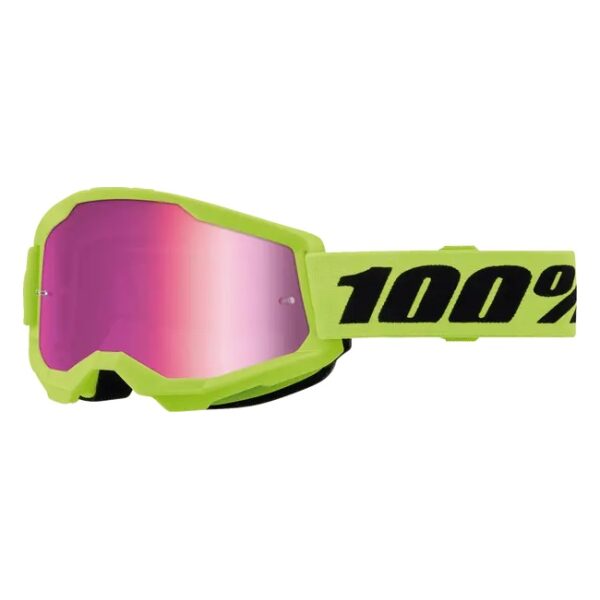 Oculos 100% STRATA Kids Fluo Yellow - Pink Mirror Lens